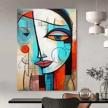Load image into Gallery viewer, Cubist Abstract Face Painting, Color - Blocked Modern Art for Art Gallery & Creative Studio LargeART2213