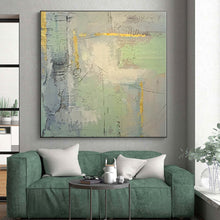 Load image into Gallery viewer, Oversized Gray - Mint Gold Abstract Acrylic Art for Living Room & Office Lobby LargeART0374