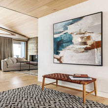 Load image into Gallery viewer, Blue Brown White Abstract Painting DKH520