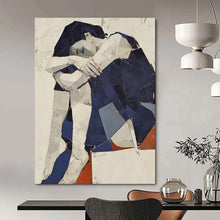 Load image into Gallery viewer, Cubist Abstract Figure Embrace, Perfect for Modern Art Gallery Wall & Thoughtful Living Room LargeART1980