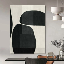 Load image into Gallery viewer, Black & White Rounded Abstract Painting, Ideal for Contemporary Living Room & Art - Themed Café LargeART1427