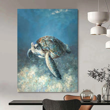 Load image into Gallery viewer, “Realistic Sea Turtle” - Detailed Marine Art on Canvas DKH1443