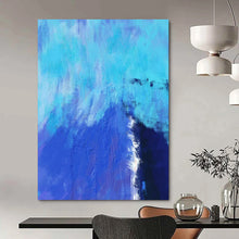 Load image into Gallery viewer, Abstract Painting, Cool Blue Textured Art - Ideal for Home Office & Study Room LargeART2334