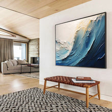 Load image into Gallery viewer, Textured Sea Wave - Coastal Living Room Art LargeART1558
