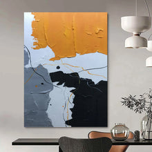 Load image into Gallery viewer, “Colorful Line and Shape Abstract” - Orange, Black, Grey, White Abstract Art on Canvas DKH1334