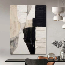 Load image into Gallery viewer, Grand Hand - painted Black & White Textured Collage Art for Contemporary Lounges LargeART0157