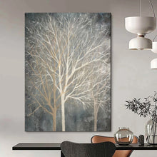 Load image into Gallery viewer, Neutral - Toned Winter Trees Abstract Painting, Perfect for Cozy Reading Nook & Rustic Living Room LargeART1887