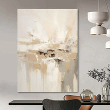 Load image into Gallery viewer, Beige & White Textured Abstract Painting, Ideal for Minimalist Living Room & Serene Bedroom LargeART1344