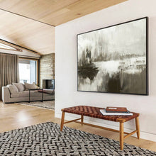 Load image into Gallery viewer, Hand - painted Monochrome Abstract Landscape Acrylic Art for Industrial - Chic Loft Decor LargeART1672