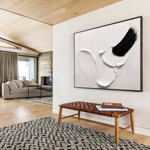 Load image into Gallery viewer, Black - White Abstract “Bold Strokes” Painting on Canvas, Dramatic Modern Art DKH909