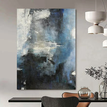Load image into Gallery viewer, Abstract Painting, Monochromatic Blue - Gray Fusion - Suits Dining Room & Hallway LargeART2335