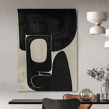 Load image into Gallery viewer, Intricate Black and White Shapes Abstract Canvas Painting, Great for Modern Studio & Art - Inspired Entryway LargeART1107