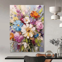 Load image into Gallery viewer, “Impasto Flower Bouquet” - Textured Floral Art on Canvas DKH1593