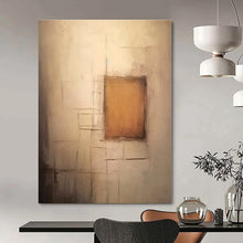 Load image into Gallery viewer, Neutral Line and Square Abstract Canvas Painting, Suited for Modern Gallery Wall & Thoughtful Reading Nook LargeART1300