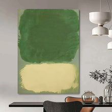 Load image into Gallery viewer, “Green and Beige Color - Block” - Minimalist Abstract Art on Canvas DKH1643