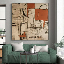 Load image into Gallery viewer, Orange - Black - White Abstraction for Industrial - Style Café & Art Studio LargeART0835