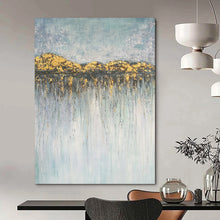 Load image into Gallery viewer, Gold & Blue Textured Mountain Drip Abstract Art, Ideal for Luxe Bedroom & Inspirational Office LargeART2077