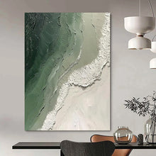 Load image into Gallery viewer, Textured Green & White Abstract Painting - Ideal for Home Office & Meditation Room LargeART2353