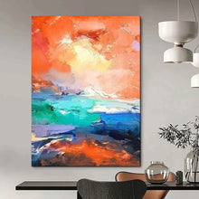 Load image into Gallery viewer, Orange & Turquoise Abstract Art, Perfect for Modern Loft & Creative Studio LargeART2114