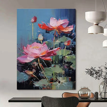 Load image into Gallery viewer, Pink Lotus Floral Abstract Painting, Suited for Zen - Inspired Bedroom & Spa Retreat LargeART1436
