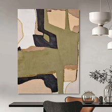 Load image into Gallery viewer, Oversized Hand - painted Earthy Tones Geometric Collage Acrylic Art for Bohemian - Modern Living Spaces LargeART0169