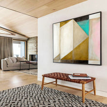 Load image into Gallery viewer, Geometric Abstract in Gold & Pastels - Chic Living Room Art LargeART1534