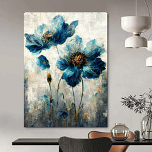 Load image into Gallery viewer, Floral Abstract Painting, Blue & Gray, Nature - Inspired Art for Bedroom & Boutique LargeART2169