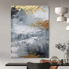 Load image into Gallery viewer, Gray & Gold Textured Abstract Canvas Painting 2, Great for Industrial - Chic Office & Modern Hallway LargeART1261