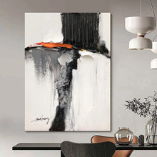 Load image into Gallery viewer, Black & Orange Abstract Figure Art, Ideal for Modern Bedroom & Artistic Nook LargeART2089