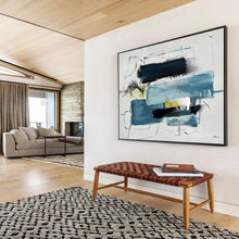 Load image into Gallery viewer, Blue, Black, Yellow, and White Abstract Painting for Creative Studio & Contemporary Office DKH318