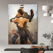 Load image into Gallery viewer, “Tango Dancers in Earth Tones” - Impressionistic Dance Art on Canvas DKH1636