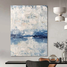 Load image into Gallery viewer, “Blue and White Textured Abstract” - Coastal Abstract Art on Canvas DKH1546