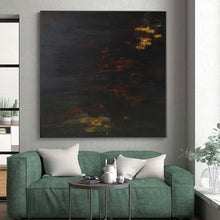 Load image into Gallery viewer, Large - Scale Dark Abstract with Red and Yellow Acrylic for Moody Home Theater & Sophisticated Art Lounge LargeART0354
