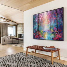 Load image into Gallery viewer, Colorful Forest Painting on Canvas - “Enchanted Woodland” DKH765