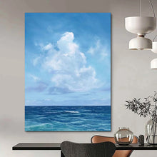 Load image into Gallery viewer, Blue Sea & Sky Abstract Painting, Perfect for Coastal Living Room & Beach House Bedroom LargeART1890
