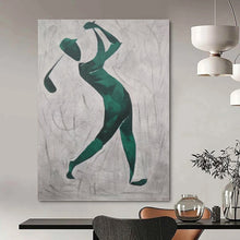 Load image into Gallery viewer, “Green Golfer Silhouette” - Minimalist Sports Art on Canvas DKH1561