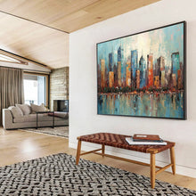 Load image into Gallery viewer, Colorful Cityscape Reflection Abstract acrylic painting DLZ077