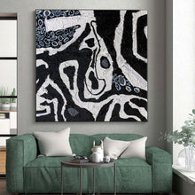 Load image into Gallery viewer, Hand - painted Oversized Black and White Abstract Patterns Acrylic Art for Edgy Home Offices LargeART0052