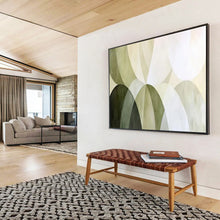 Load image into Gallery viewer, Hand - painted Geometric Green Circles Acrylic Art for Mid - Century Modern Hallways LargeART1700