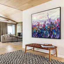 Load image into Gallery viewer, Hand - painted Substantial Purple - Toned Flower Field Acrylic Art for Dreamy Family Rooms LargeART1777