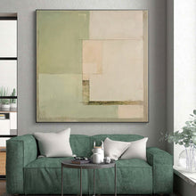 Load image into Gallery viewer, Large - Scale Soft Green - Beige Abstract Art for Coastal Home & Wellness Spa LargeART0398