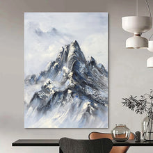 Load image into Gallery viewer, “Snowy Mountain Peak in Blue and White” - Blue, White, Grey Abstract Art on Canvas DKH1259