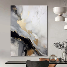 Load image into Gallery viewer, Gold & Gray Abstract Fluid Painting, Ideal for Luxe Living Room & Sophisticated Office LargeART2065