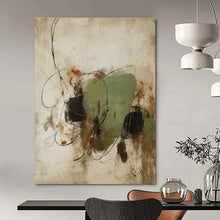 Load image into Gallery viewer, Green & Black Abstract Painting, Suited for Bohemian Living Room & Creative Workshop LargeART1462
