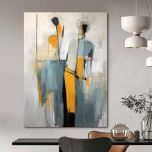 Load image into Gallery viewer, Grey and Yellow Abstract Figures Painting, Perfect for Contemporary Living Room & Art - Centric Workplace LargeART1880