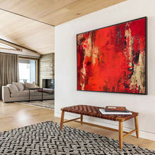 Load image into Gallery viewer, Bold Red Abstract Painting with Textured Layers for Dramatic Living Room & Art - Themed Bar DKH296