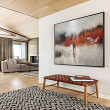 Load image into Gallery viewer, Abstract Landscape Painting with Gray, Red, and White for Modern Art Space & Thoughtful Library DKH299