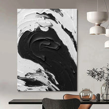 Load image into Gallery viewer, “Monochrome Impasto Wave” - Dramatic Minimalist Art on Canvas DKH1679