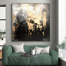 Load image into Gallery viewer, Black, Gray, and Gold Abstract Drip Acrylic Art - Ideal for Luxe Home Office & Sophisticated Lounge LargeART0622