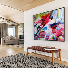 Load image into Gallery viewer, Colorful Expressive Abstract Painting with Pink, Blue, and Green for Playful Kids’ Room & Art Studio DKH297